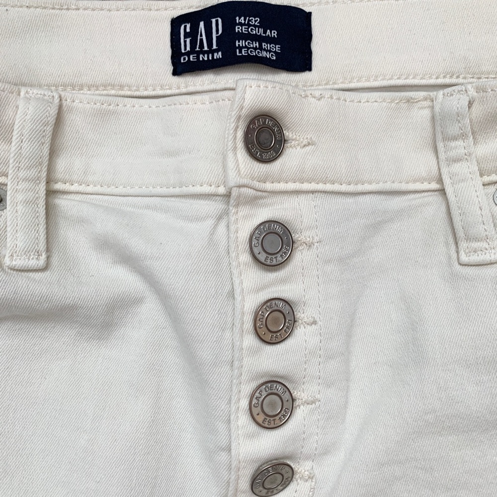 GAP high rise button fly cream distressed jeans size14/32 - Picture 4 of 5